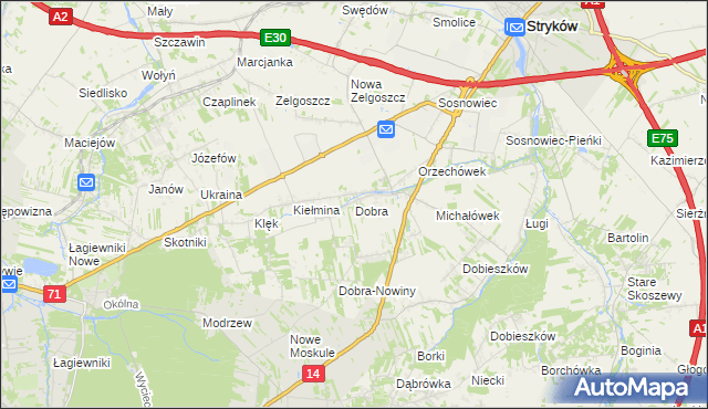 mapa Dobra gmina Stryków, Dobra gmina Stryków na mapie Targeo