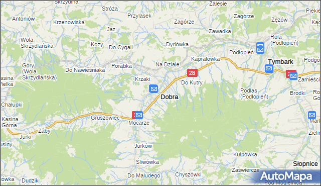 mapa Dobra powiat limanowski, Dobra powiat limanowski na mapie Targeo