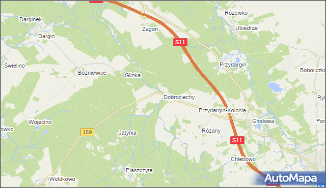 mapa Dobrociechy, Dobrociechy na mapie Targeo