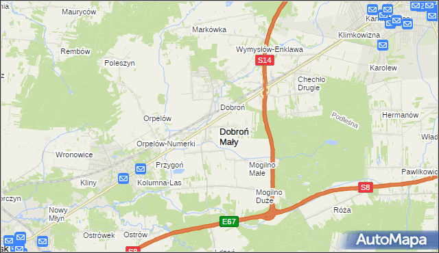 mapa Dobroń Mały, Dobroń Mały na mapie Targeo