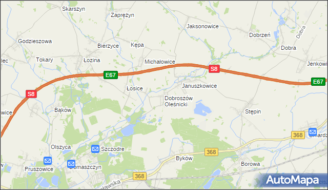 mapa Dobroszów Oleśnicki, Dobroszów Oleśnicki na mapie Targeo