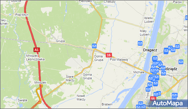 mapa Dolna Grupa, Dolna Grupa na mapie Targeo