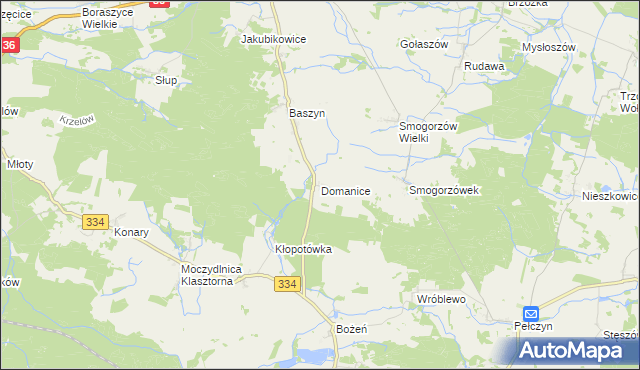 mapa Domanice gmina Wińsko, Domanice gmina Wińsko na mapie Targeo