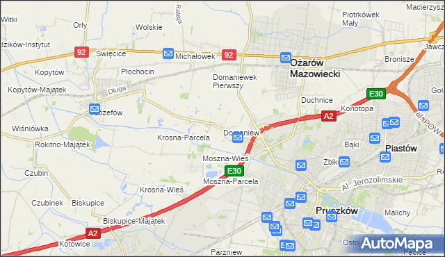mapa Domaniew gmina Brwinów, Domaniew gmina Brwinów na mapie Targeo
