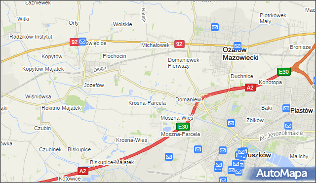 mapa Domaniewek gmina Brwinów, Domaniewek gmina Brwinów na mapie Targeo