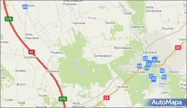 mapa Domaradzyn, Domaradzyn na mapie Targeo