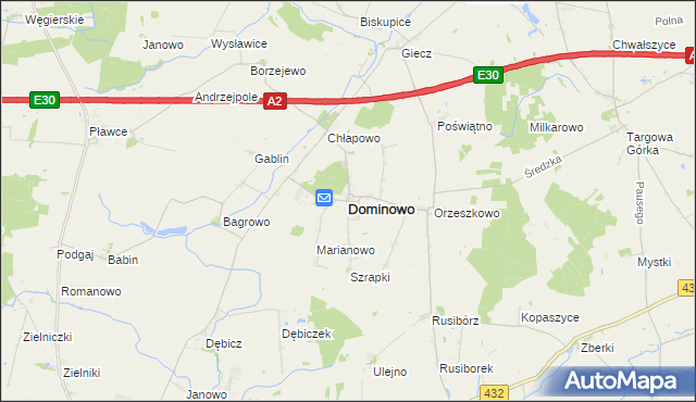 mapa Dominowo, Dominowo na mapie Targeo