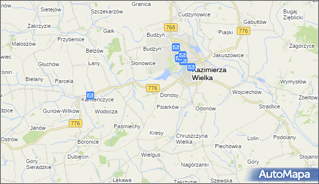 mapa Donosy, Donosy na mapie Targeo