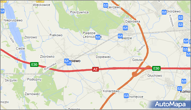 mapa Dopiewiec, Dopiewiec na mapie Targeo
