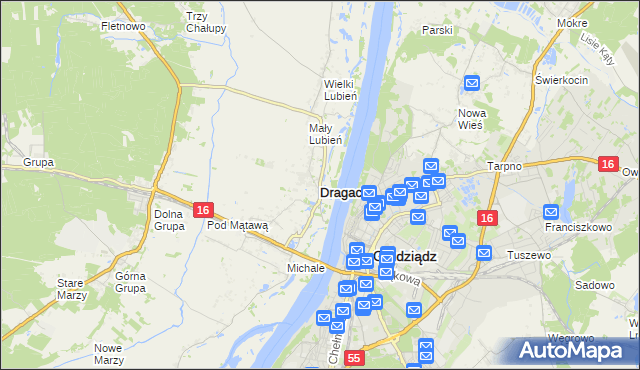 mapa Dragacz, Dragacz na mapie Targeo