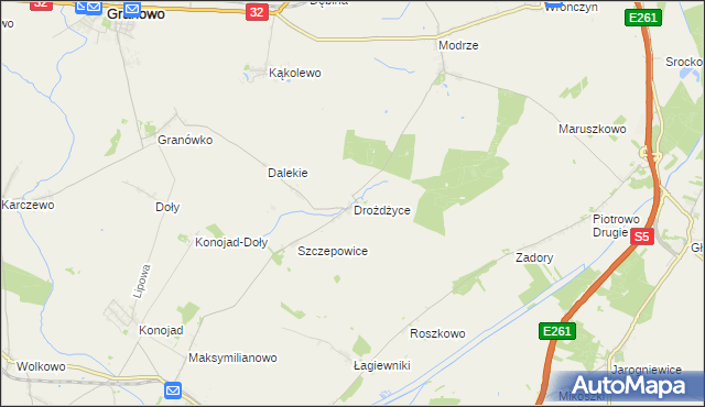 mapa Drożdżyce, Drożdżyce na mapie Targeo