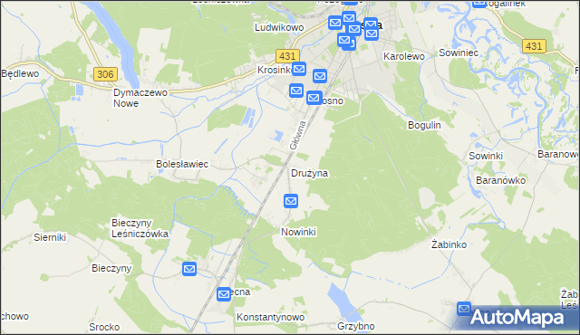 mapa Drużyna, Drużyna na mapie Targeo