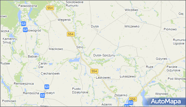 mapa Dulsk-Spiczyny, Dulsk-Spiczyny na mapie Targeo