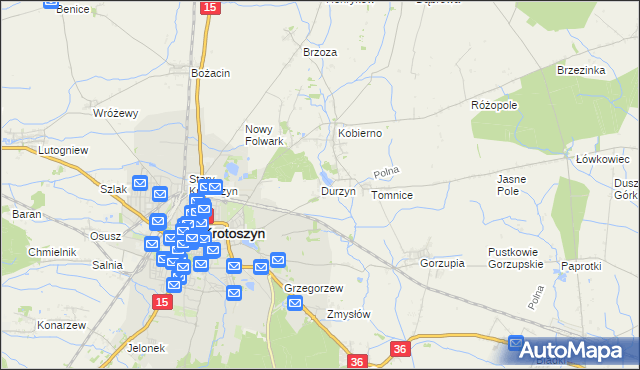 mapa Durzyn, Durzyn na mapie Targeo