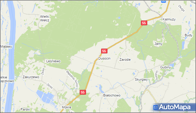 mapa Dusocin, Dusocin na mapie Targeo