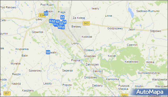 mapa Dylewo gmina Rypin, Dylewo gmina Rypin na mapie Targeo