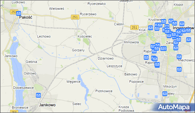mapa Dziarnowo gmina Pakość, Dziarnowo gmina Pakość na mapie Targeo