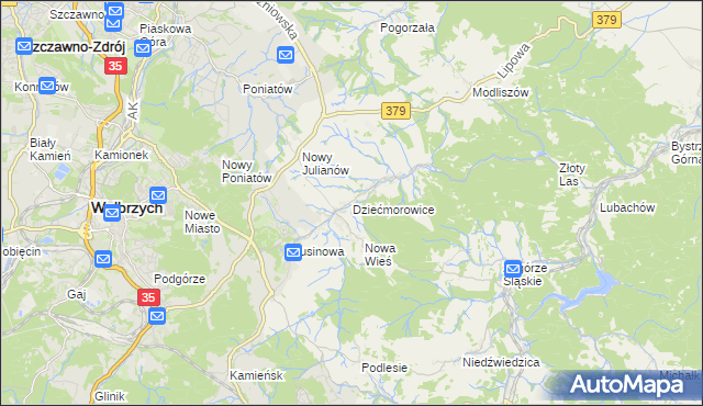 mapa Dziećmorowice, Dziećmorowice na mapie Targeo