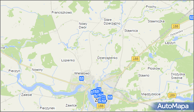 mapa Dzierzążenko, Dzierzążenko na mapie Targeo