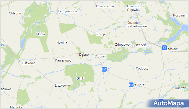mapa Dziunin gmina Łobżenica, Dziunin gmina Łobżenica na mapie Targeo