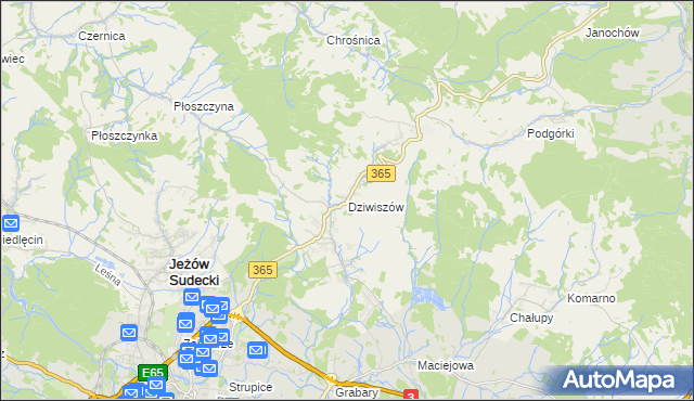 mapa Dziwiszów, Dziwiszów na mapie Targeo