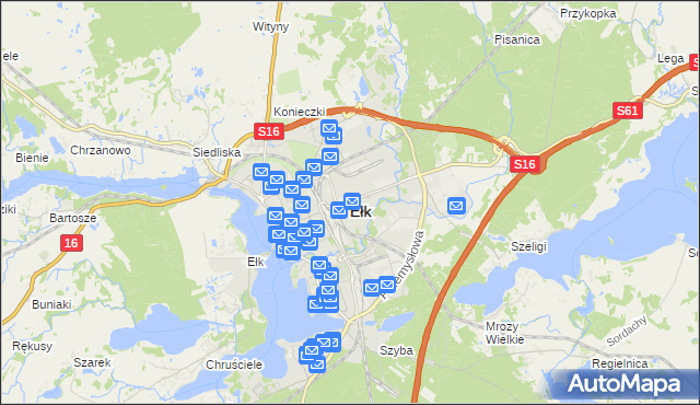 mapa Ełku, Ełk na mapie Targeo