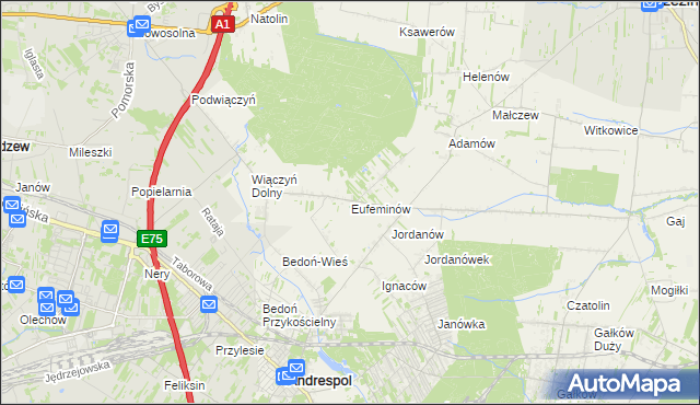 mapa Eufeminów, Eufeminów na mapie Targeo
