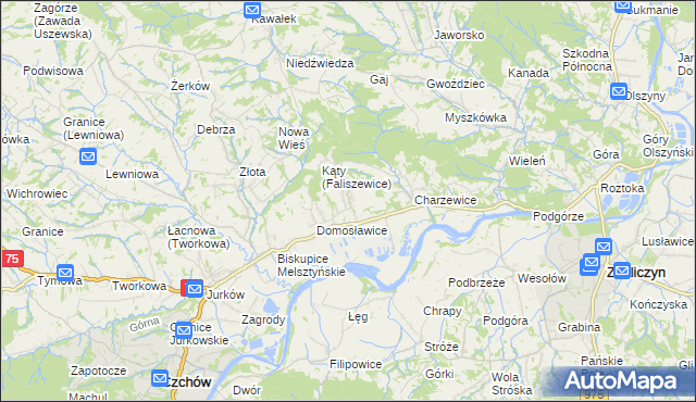 mapa Faliszewice, Faliszewice na mapie Targeo