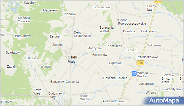 mapa Felicjanów gmina Osiek Mały, Felicjanów gmina Osiek Mały na mapie Targeo