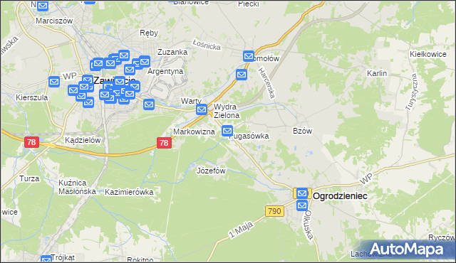 mapa Fugasówka, Fugasówka na mapie Targeo
