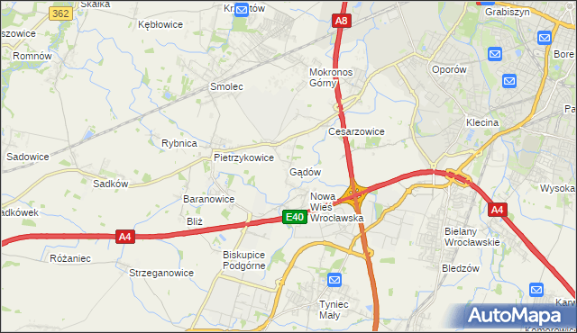 mapa Gądów, Gądów na mapie Targeo