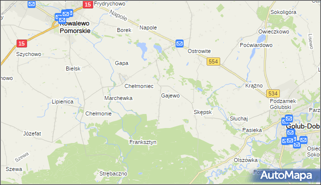 mapa Gajewo gmina Golub-Dobrzyń, Gajewo gmina Golub-Dobrzyń na mapie Targeo