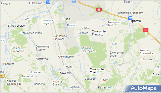 mapa Gajówka Zwierzyniec, Gajówka Zwierzyniec na mapie Targeo