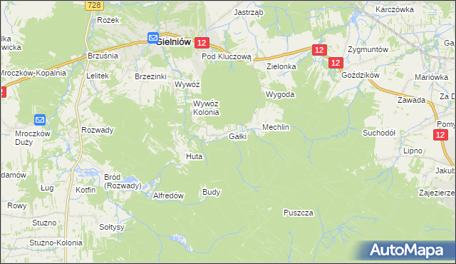 mapa Gałki gmina Gielniów, Gałki gmina Gielniów na mapie Targeo