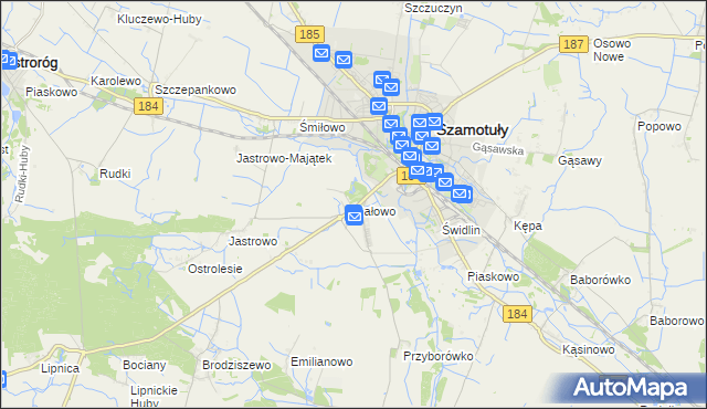mapa Gałowo gmina Szamotuły, Gałowo gmina Szamotuły na mapie Targeo