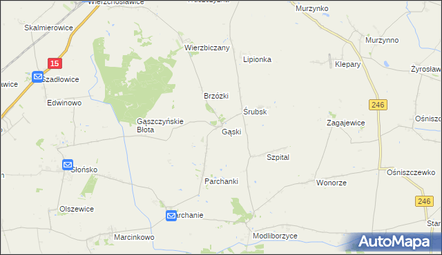 mapa Gąski gmina Gniewkowo, Gąski gmina Gniewkowo na mapie Targeo