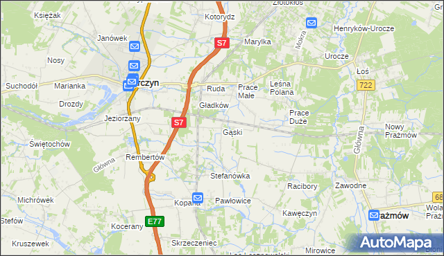 mapa Gąski gmina Tarczyn, Gąski gmina Tarczyn na mapie Targeo