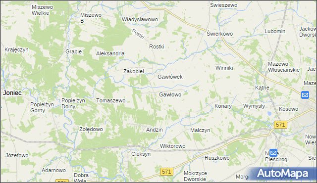 mapa Gawłowo, Gawłowo na mapie Targeo