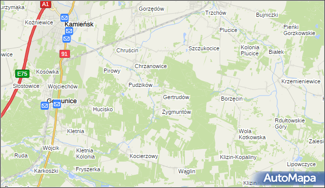 mapa Gertrudów, Gertrudów na mapie Targeo