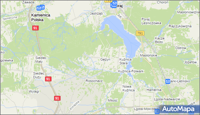 mapa Gęzyn, Gęzyn na mapie Targeo