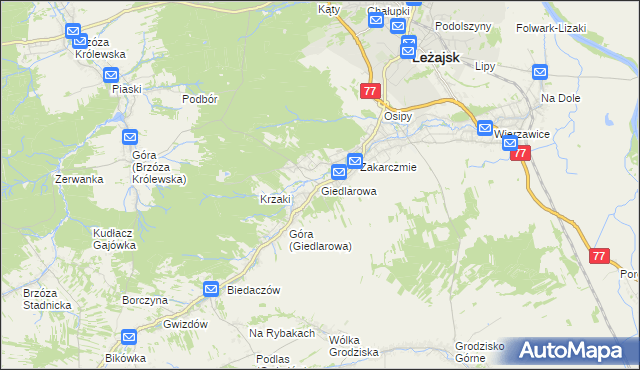 mapa Giedlarowa, Giedlarowa na mapie Targeo