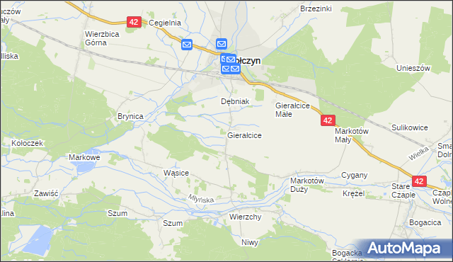 mapa Gierałcice gmina Wołczyn, Gierałcice gmina Wołczyn na mapie Targeo