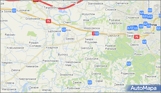 mapa Gierczyce gmina Bochnia, Gierczyce gmina Bochnia na mapie Targeo