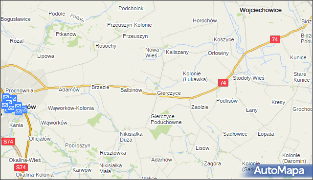 mapa Gierczyce gmina Wojciechowice, Gierczyce gmina Wojciechowice na mapie Targeo