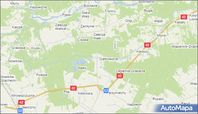 mapa Giętkowizna, Giętkowizna na mapie Targeo