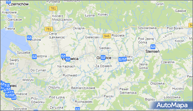 mapa Gilowice powiat żywiecki, Gilowice powiat żywiecki na mapie Targeo