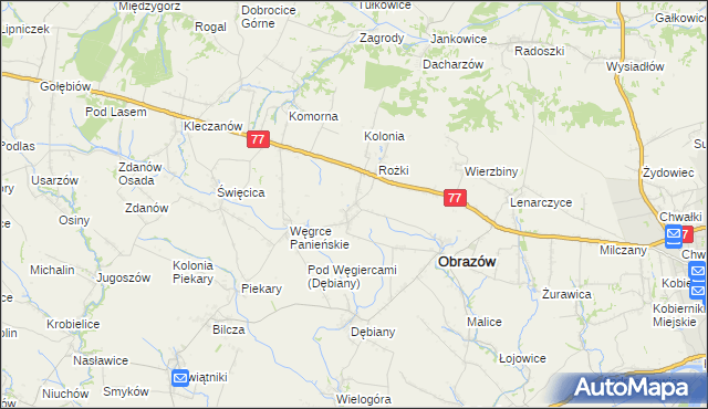 mapa Głazów gmina Obrazów, Głazów gmina Obrazów na mapie Targeo