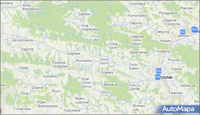 mapa Glinik Górny, Glinik Górny na mapie Targeo