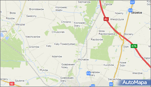 mapa Głogowiec gmina Kutno, Głogowiec gmina Kutno na mapie Targeo