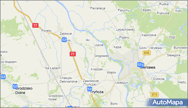 mapa Głogowiec gmina Tryńcza, Głogowiec gmina Tryńcza na mapie Targeo